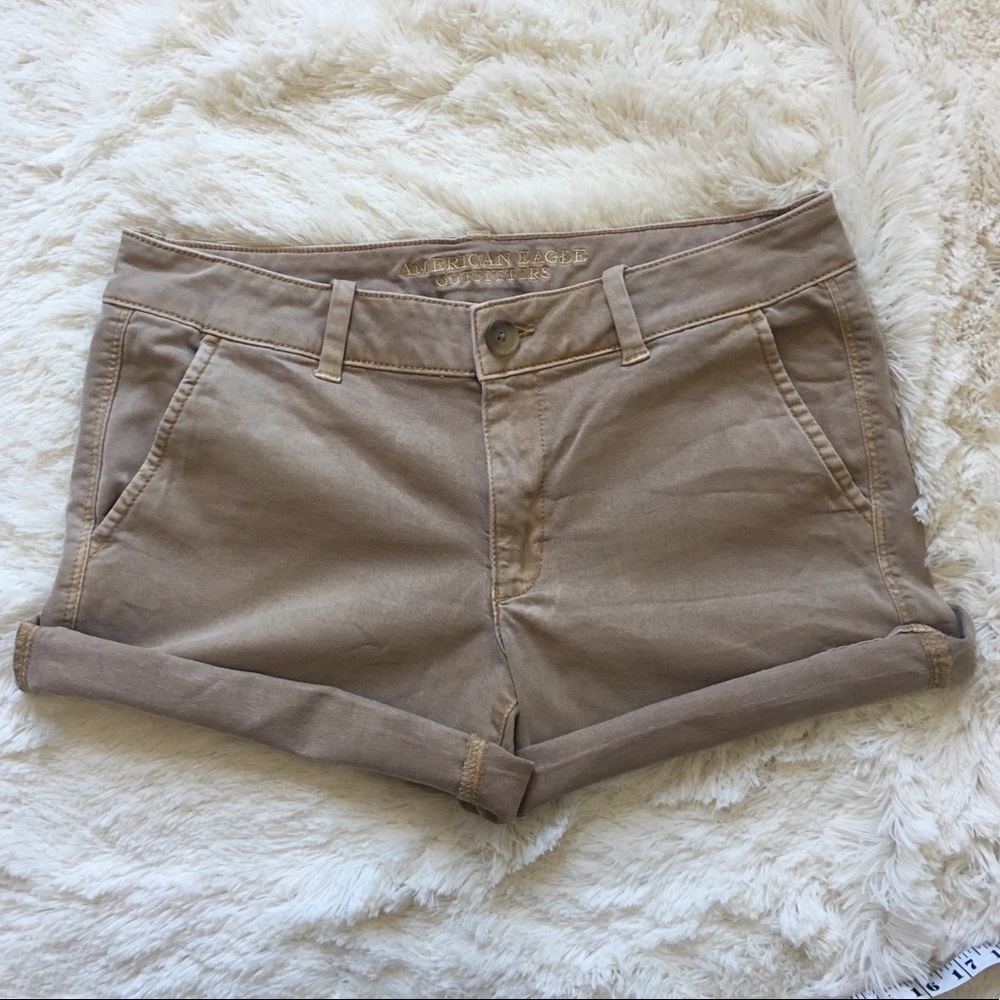American Eagle Khaki Midi Shorts